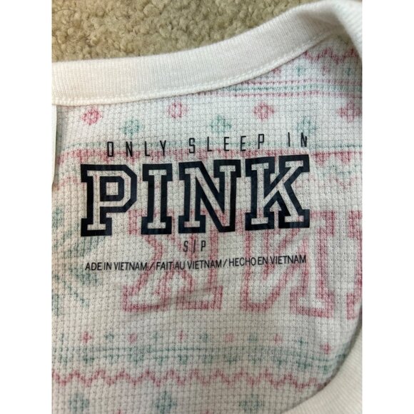Victoria's Secret PINK Christmas Fair Isle Thermal One-Piece Pajamas S - Picture 3 of 9
